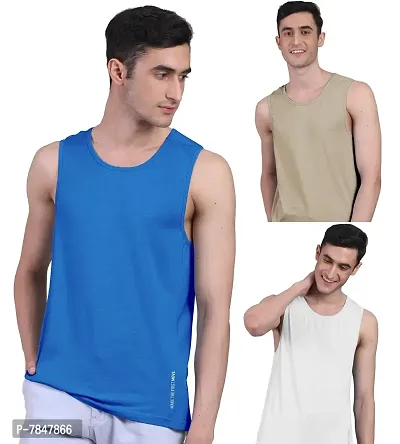 Freecultr Men's Twin Skin Bamboo Cotton Active Vest, Anti Microbial, Anti Odor, Breath tech Super Soft  Comfort Fit Inner wear (Pack of 3)