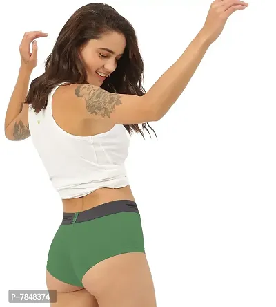 FREECULTR Antibacterial Micro Modal Boxer Brief for Women | Panty | Boxer for Girls- Pack of 2 (Prussian Blue, Turtle Green)-thumb5