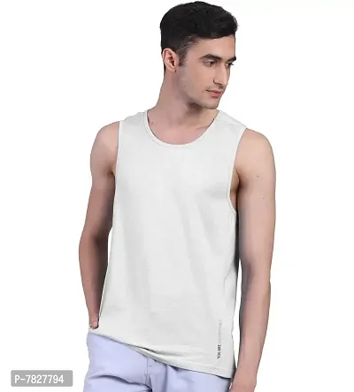 Freecultr Men's Twin Skin Bamboo Cotton Active Vest, Anti Microbial, Anti Odor, Breath tech Super Soft  Comfort Fit Inner wear (Pack of 1) White-thumb0