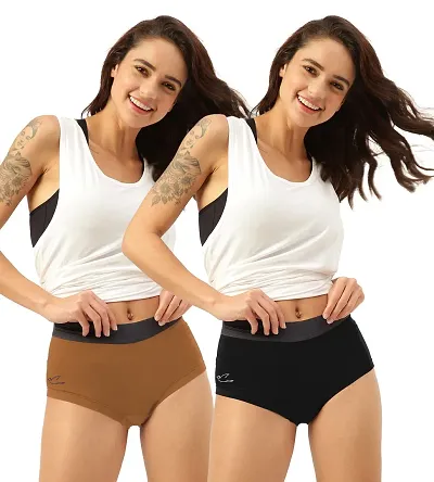 FREECULTR Antibacterial Micro Modal Boxer Brief for Women | Panty | Boxer for Girls- Pack of 2 (Ash Grey, Turtle Green)