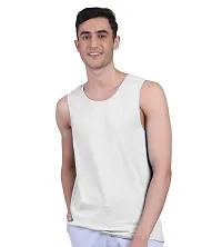 Freecultr Men's Twin Skin Bamboo Cotton Active Vest, Anti Microbial, Anti Odor, Breath tech Super Soft  Comfort Fit Inner wear (Pack of 1) White-thumb1