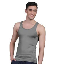 Freecultr Men's Twin Skin Bamboo Cotton Vest, Anti Microbial, Anti Odor, Breath tech Super Soft  Comfort Fit Inner wear (Charcol  White, Small, Pack of 2)-thumb1