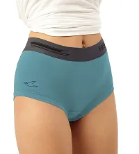 FREECULTR Antibacterial Micro Modal Boxer Brief for Women | Panty | Boxer for Girls- Pack of 2 (Seaweed Green, Martini Blue)-thumb2