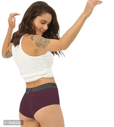 FREECULTR Antibacterial Micro Modal Boxer Brief for Women | Panty | Boxer for Girls- Pack of 2 (Prussian Blue, Sangria Wine)-thumb5