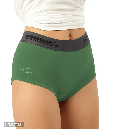 FREECULTR Antibacterial Micro Modal Boxer Brief for Women | Panty | Boxer for Girls- Pack of 2 (Ash Grey, Turtle Green)-thumb3