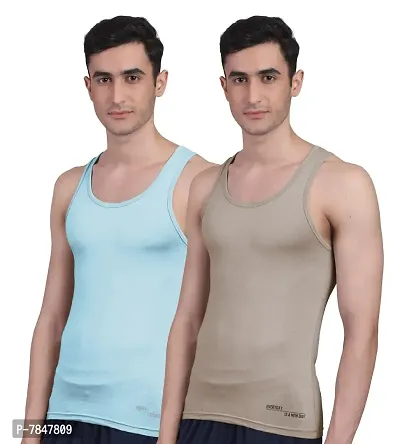 Freecultr Men's Twin Skin Bamboo Cotton Vest, Anti Microbial, Anti Odor, Breath tech Super Soft  Comfort Fit Inner wear (Pack of 2)-thumb0