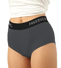 FREECULTR Antibacterial Micro Modal Boxer Brief for Women | Panty | Boxer for Girls- Pack of 2 (Ash Grey, Turtle Green)-thumb3