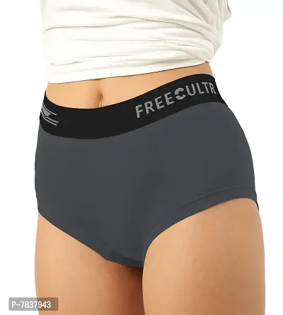 FREECULTR Antibacterial Micro Modal Boxer Brief for Women | Panty | Boxer for Girls- Pack of 2 (Ash Grey, Turtle Green)-thumb4