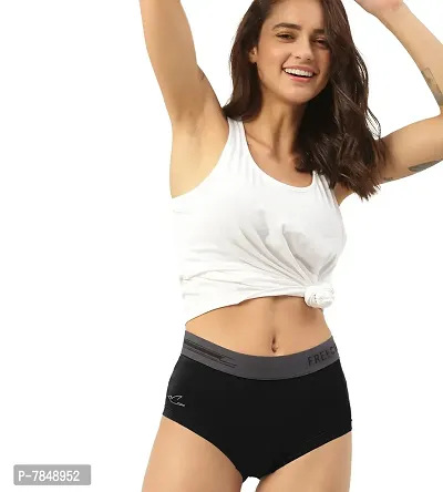 FREECULTR Antibacterial Micro Modal Boxer Brief for Women | Panty | Boxer for Girls- Pack of 1 (Black)-thumb0