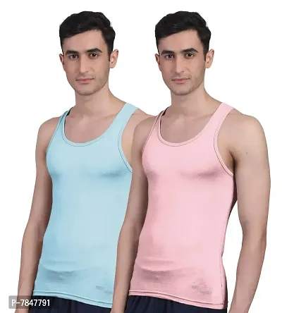 Freecultr Men's Twin Skin Bamboo Cotton Vest, Anti Microbial, Anti Odor, Breath tech Super Soft  Comfort Fit Inner wear (Pack of 2)