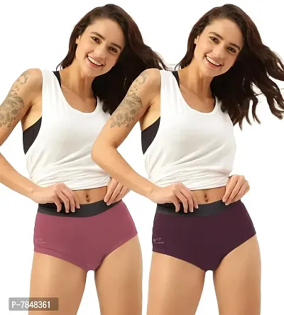 FREECULTR Antibacterial Micro Modal Boxer Brief for Women | Panty | Boxer for Girls- Pack of 2 (Rossini Red, Sangria Wine)