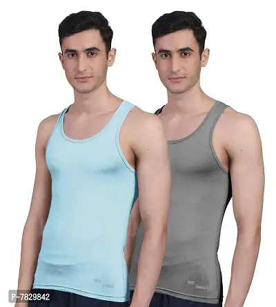 Freecultr Men's Twin Skin Bamboo Cotton Vest, Anti Microbial, Anti Odor, Breath tech Super Soft  Comfort Fit Inner wear (Pack of 2)