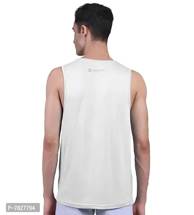 Freecultr Men's Twin Skin Bamboo Cotton Active Vest, Anti Microbial, Anti Odor, Breath tech Super Soft  Comfort Fit Inner wear (Pack of 1) White-thumb4
