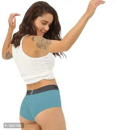 FREECULTR Antibacterial Micro Modal Boxer Brief for Women | Panty | Boxer for Girls- Pack of 2 (Seaweed Green, Martini Blue)-thumb5