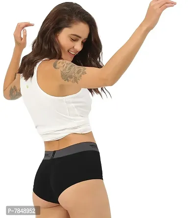 FREECULTR Antibacterial Micro Modal Boxer Brief for Women | Panty | Boxer for Girls- Pack of 1 (Black)-thumb4