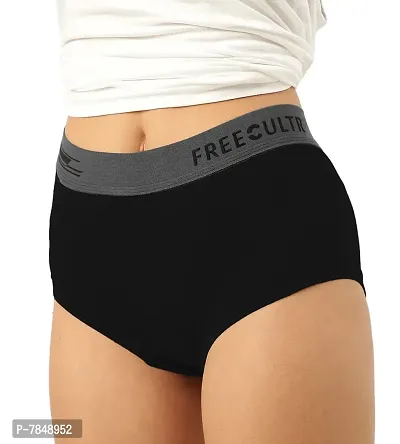 FREECULTR Antibacterial Micro Modal Boxer Brief for Women | Panty | Boxer for Girls- Pack of 1 (Black)-thumb3