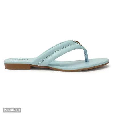 Elegant feet Fashionable, Soft  Comfortable Daily Use Casual Synthetic sky Blue V Shape Flats (108)-thumb5