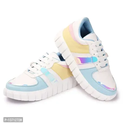 Elegant feet Comfotable Lightweight Casual White  Sky Blue Sneaker for Women/Girls-thumb0