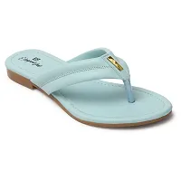 Elegant feet Fashionable, Soft  Comfortable Daily Use Casual Synthetic sky Blue V Shape Flats (108)-thumb3