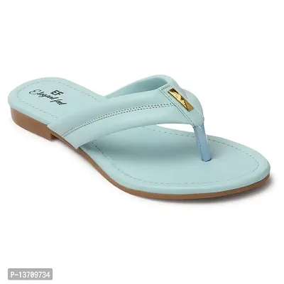 Elegant feet Fashionable, Soft  Comfortable Daily Use Casual Synthetic sky Blue V Shape Flats (108)-thumb4