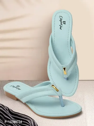 Elegant feet Fashionable, Soft  Comfortable Daily Use Casual Synthetic sky Blue V Shape Flats (108)-thumb2