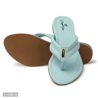 Elegant feet Fashionable, Soft  Comfortable Daily Use Casual Synthetic sky Blue V Shape Flats (108)-thumb0