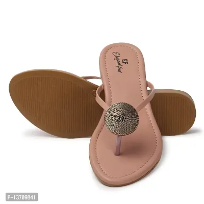 Elegant feet Fashionable, Soft  Comfortable Daily Use Casual Synthetic Peach V Shape Flats (119)