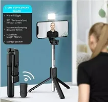 Selfie stick with light Wireless Bluetooth Foldable (R1S) Extendable, Portable Bluetooth Selfie Tripod Stand and Detachable Wireless Remote,3 in 1 Multifunctional selfie stick with tripod stand compat-thumb1