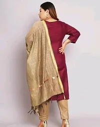 Stylish Maroon Cotton Printed Kurta, Bottom And Dupatta Set For Women-thumb1