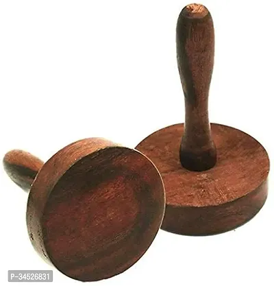 Wooden TreasureHandcrafted Wooden Kitchen Tool Set - Perfect for Mashing, Pressing, and Making Parathas Set of 2-thumb0