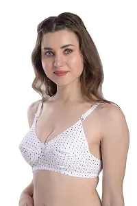 Soft Beauty Bra by SS Enterprises | Women's Cotton Non Padded Non-Wired Regular Bra | Dot Print Bra White-thumb2