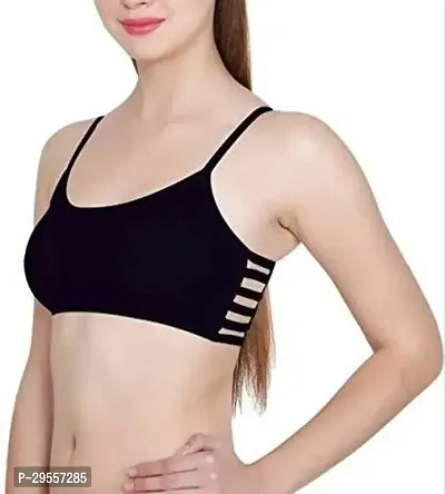 Stylish Black Cotton Blend Solid Bras For Women