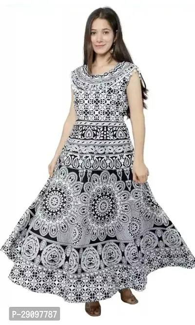 Classic Cotton Printed Dress for Women-thumb0