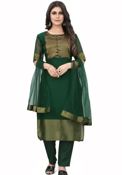 Alluring Georgette Straight Kurta with Pant And Net Dupatta Set