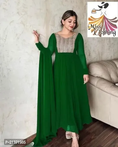 Fancy Georgette Gown With Dupatta for Women-thumb0