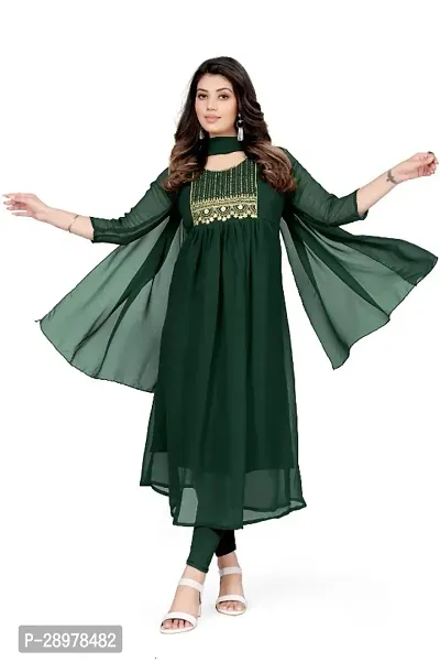 Fancy Georgette Kurtas With Dupatta For Women-thumb0