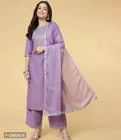 Fancy Roman Silk Kurta Bottom And Dupatta Set For Women