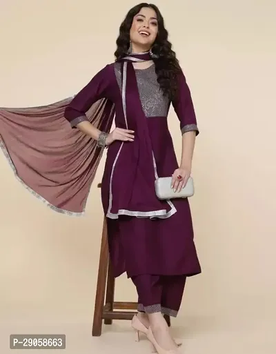 Fancy Roman Silk Kurta Bottom And Dupatta Set For Women