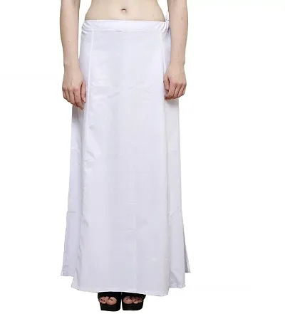 Women&rsquo;s Cotton Petticoat with Interlock Thread Stitching (Free Size, White)
