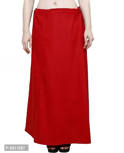 Women’s Cotton Petticoat with Interlock Thread Stitching (Free Size, Red)-thumb0