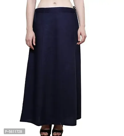 Women’s Cotton Petticoat with Interlock Thread Stitching (Free Size, Navy Blue)-thumb0