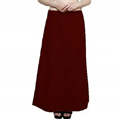 Women&rsquo;s Cotton Petticoat with Interlock Thread Stitching (Free Size, Maroon)