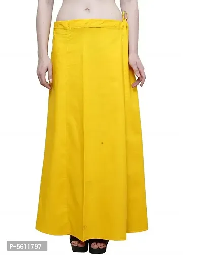Women’s Cotton Petticoat with Interlock Thread Stitching (Free Size, Yellow)-thumb0