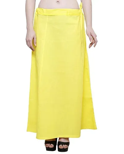 Women&rsquo;s Cotton Petticoat with Interlock Thread Stitching (Free Size, Lemon Yellow)