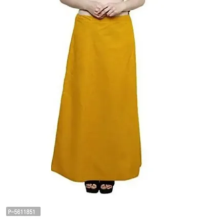 Women’s Cotton Petticoat with Interlock Thread Stitching (Free Size, Mustard Yellow)