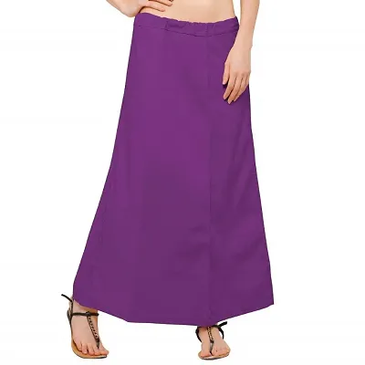 Women&rsquo;s Cotton Petticoat with Interlock Thread Stitching (Free Size, Purple)