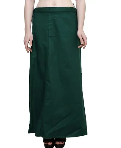 Women Cotton Petticoat with Interlock Thread Stitching (Free Size, Dark Green)