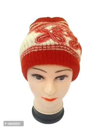 Women Winter Woolen Cap (Pack of 1) Red Color-thumb0