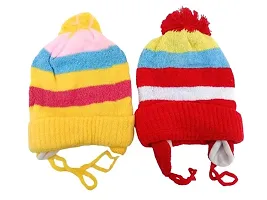Baby Woolen Caps- (Yellow, Red-Pack of 2)-thumb1