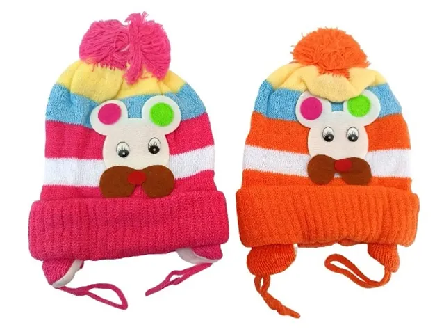 Baby Soft Woolen Monkey Caps Pack of 2